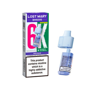 Lost Mary BM6000 Refill Pods for the Lost Mart BM6000 Vape kit - Mad Blue Flavour 