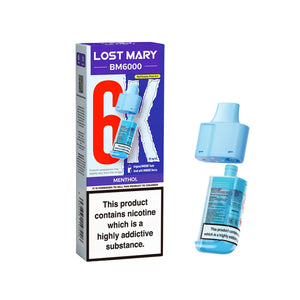 Lost Mary BM6000 Refill Pods for the Lost Mart BM6000 Vape kit - Menthol Flavour 