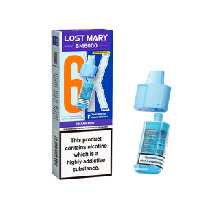 Lost Mary BM6000 Refill Pods for the Lost Mart BM6000 Vape kit - Miami Mint Flavour 