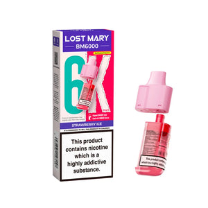 Lost Mary BM6000 Refill Pods for the Lost Mart BM6000 Vape kit - Strawberry Ice Flavour 