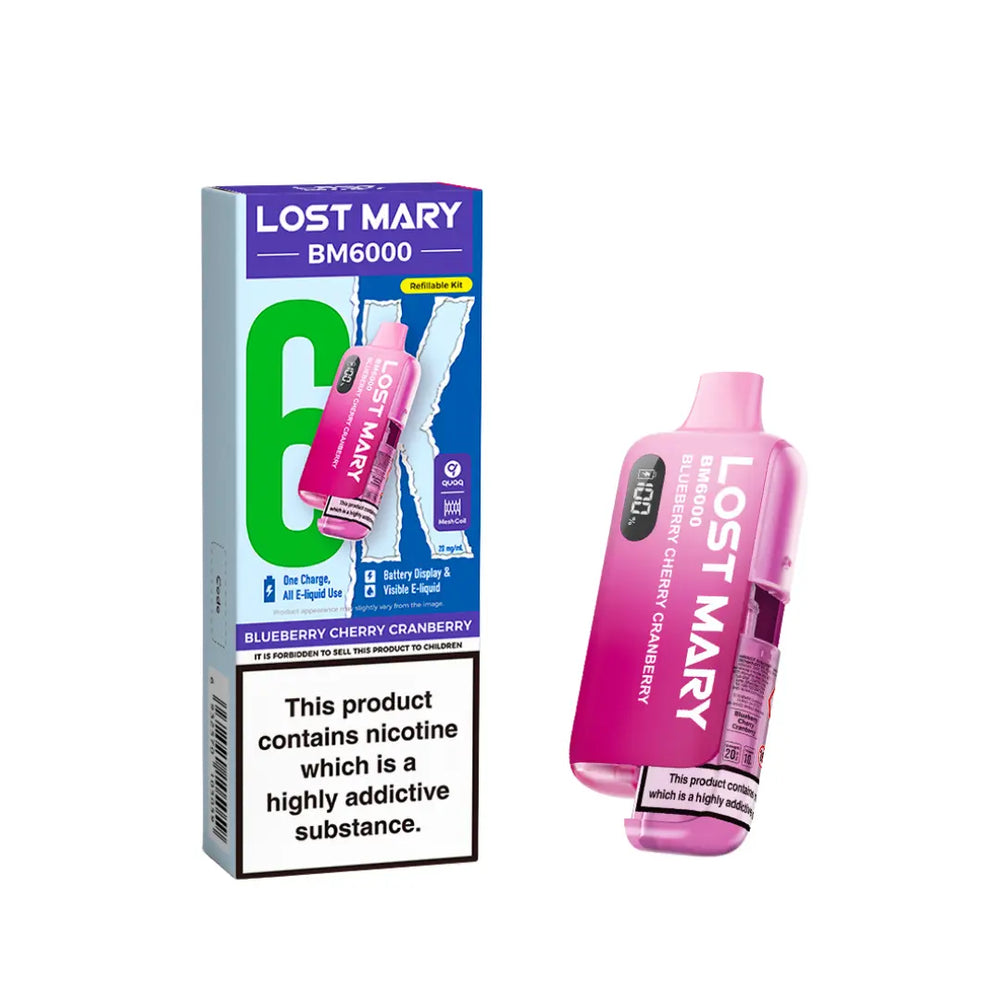 Lost Mary BM6000 Vape Kit 2025 TPD Version - Blueberry Cherry Cranberry Flavour 