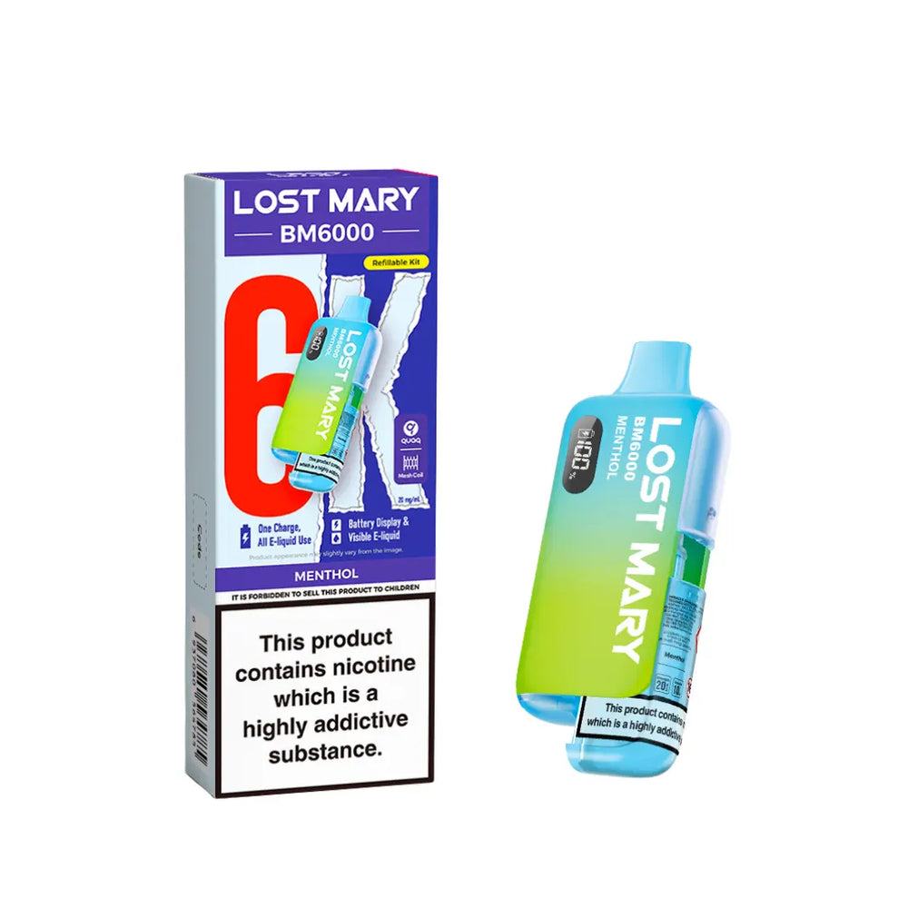 Lost Mary BM6000 Vape Kit 2025 TPD Version - Menthol Flavour 