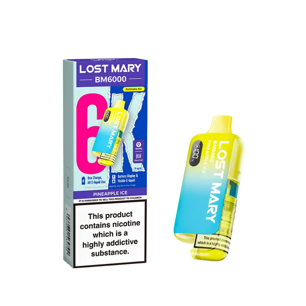 Lost Mary BM6000 Vape Kit 2025 TPD Version - Pineapple Ice Flavour 