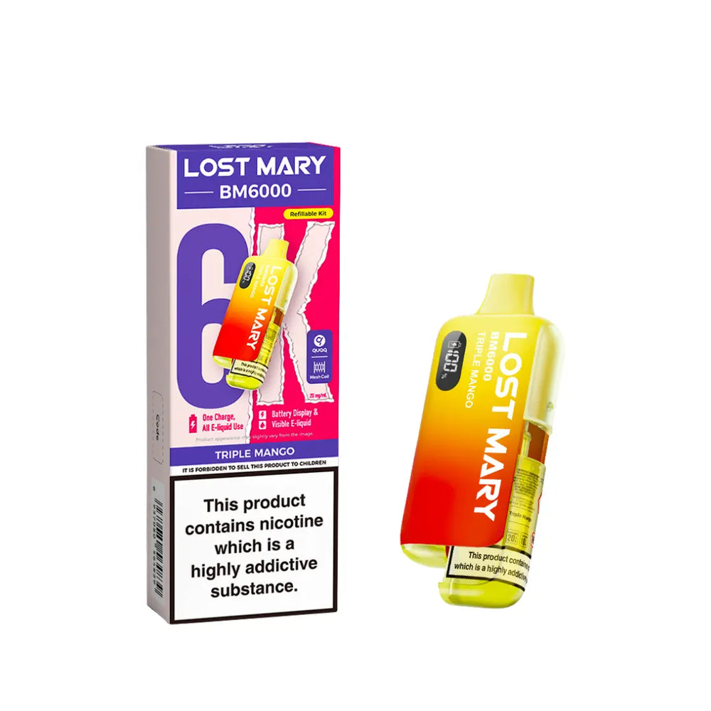 Lost Mary BM6000 Vape Kit 2025 TPD Version - Triple Mango Flavour 