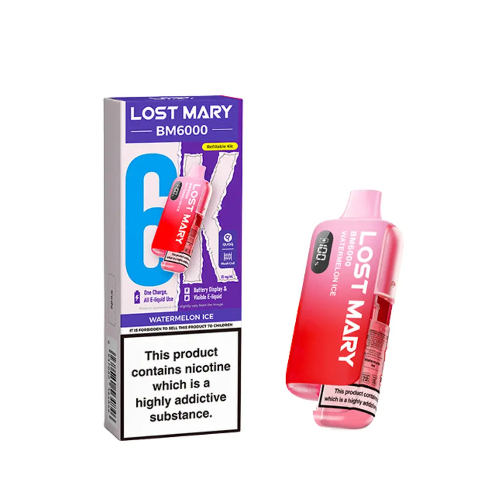 Lost Mary BM6000 Vape Kit 2025 TPD Version - Watermelon Ice Flavour 