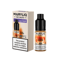 Maryliq Citrus Sunrise 10ml nic salt bottle and box by Lost Mary, featuring a citrus design.