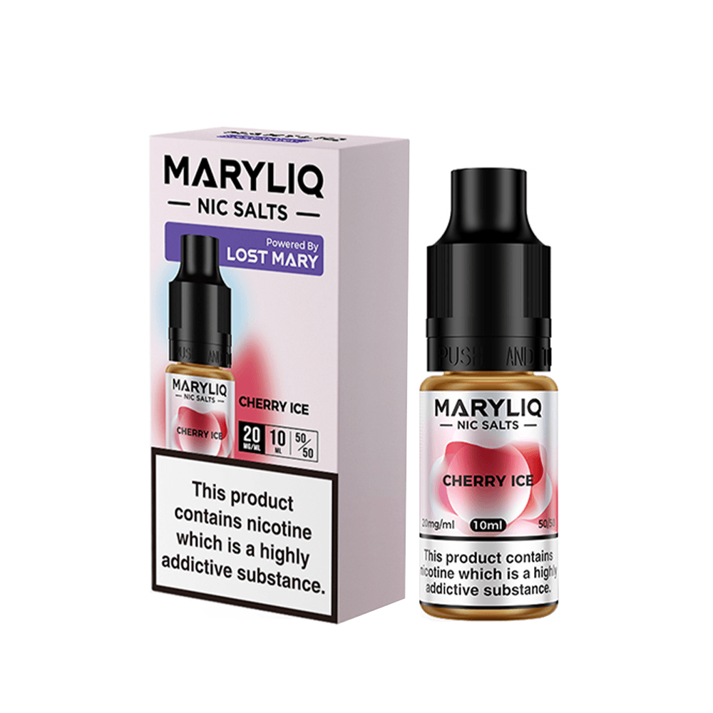 Maryliq Cherry Ice 10ml nic salt by Lost Mary, displayed with its packaging.