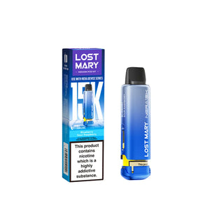Lost Mary pod refill container combined with prefilled pod for long lasting use Blueberry Sour Raspberry Flavour 