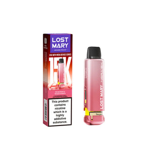 Lost Mary refill pods compatible with Nera 30K device featuring auto refill system and visible e-liquid window strawberry watermelon flavour 