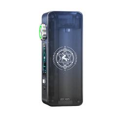 Three Lost Vape Centaurus N100 box mods in black and blue, featuring distinct designs.
