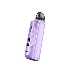 Lost Vape Thelema Elite S Pod Vape Kit in 3 different colours Twill Silver - Light Lavender - Carbon Black. Showing type c charging port and small display screen