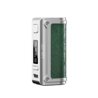 Lost Vape Thelema Mini 45W Mod, silver frame with green textured grip.