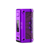 Purple Lost Vape Thelema Mini 45W Mod with intricate design and display screen.