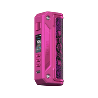 Pink Lost Vape Thelema Solo Box Mod with intricate design and digital display.