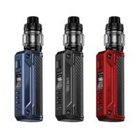 Three Lost Vape Thelema Solo kits in blue, black, and red, shown side by side.