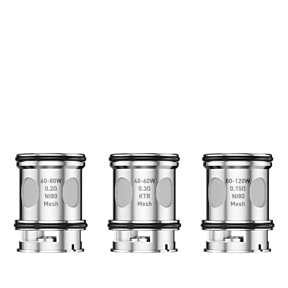 Three Lost Vape UB Max replacement coils in silver.