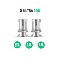 Two Lost Vape Q-Ultra coils in 0.3, 0.6, and 1.0 ohm options.