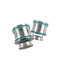 Two silver Lost Vape URSA UB Pro coils with green accents.