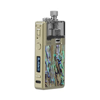 LVE Orion II Pod Kit in gold with abalone design and RBA edition visible.