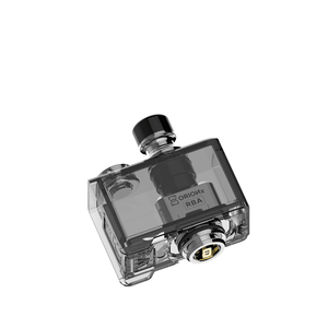 Clear LVE Orion II RBA vaping device with visible internal components.