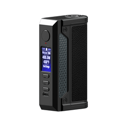 Three LVE Therion II DNA250C vape mods in silver, black, and blue with digital displays.