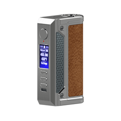 Three LVE Therion II DNA250C vape mods in silver, black, and blue with digital displays.