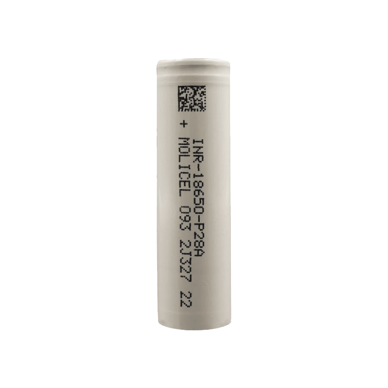 Molicel P26A 18650 battery with black text and QR code on a plain background.