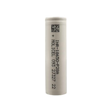 Molicel P26A 18650 battery with black text and QR code on a plain background.