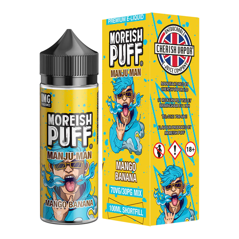 Moreish Puff Manju Man 100ml Shortfill Mango Banana Flavour - Great With Sub Ohm Tanks