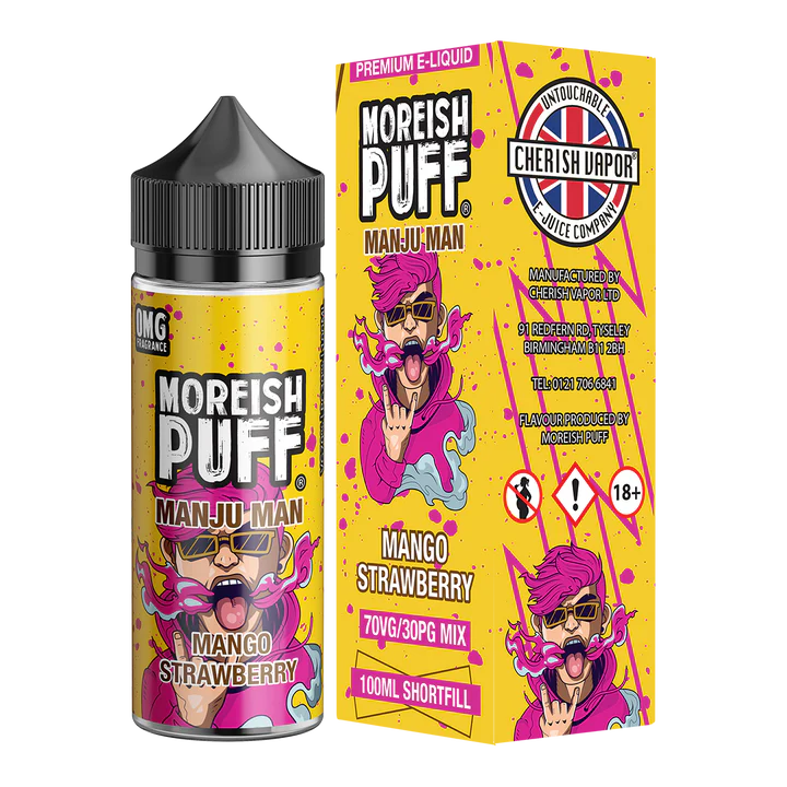 Moreish Puff Manju Man 100ml Shortfill Mango Strawberry Flavour - Great With Sub Ohm Tanks