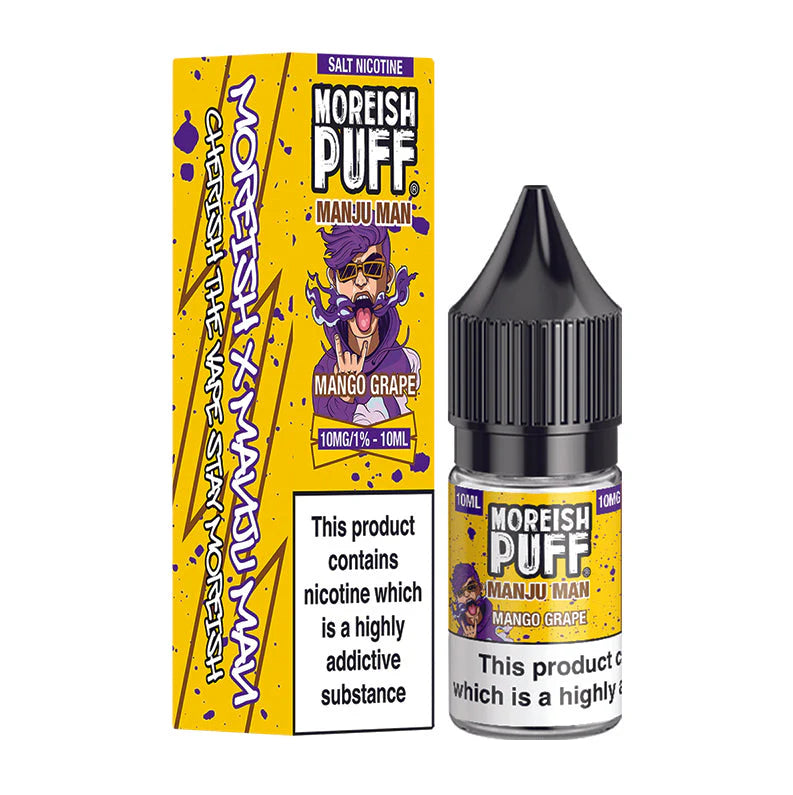 Moreish Puff Manju 10ml Nic Salt Mango Grape Flavour - Perfect for Pod Vape Kits 