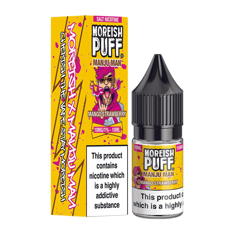 Moreish Puff Manju 10ml Nic Salt Mango Strawberry Flavour - Perfect for Pod Vape Kits 