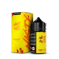 Nasty Juice Cushman Mango 50ml shortfill bottle and box, vibrant yellow design.