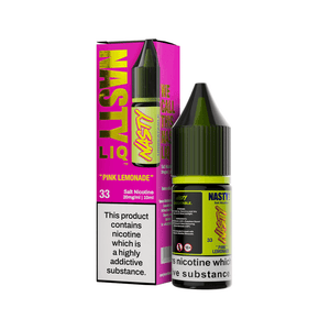 Nasty Juice Pink Lemonade 10ml Salt Nicotine e-liquid bottle and box, UK packaging.