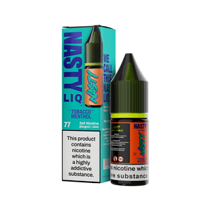 Nasty Juice Tobacco Menthol 10ml e-liquid bottle and box with bold branding.