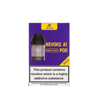 Nevoks A1 Pod box showing 0.8Ω 2ml pods, with nicotine warning label.