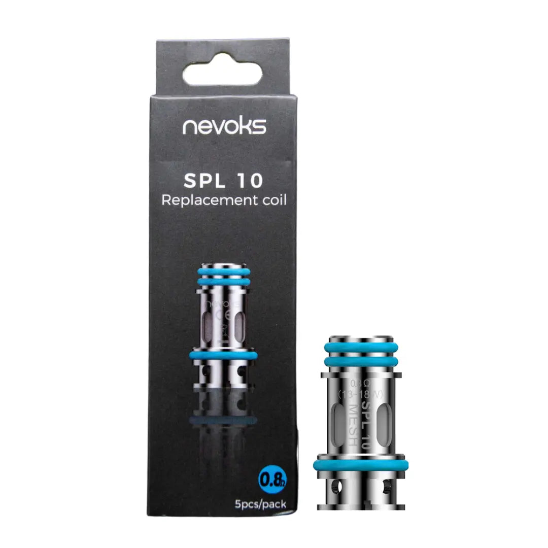 Nevoks SPL 10 Replacement Mesh Coil in 0.8Ω resistance, displayed in packaging.