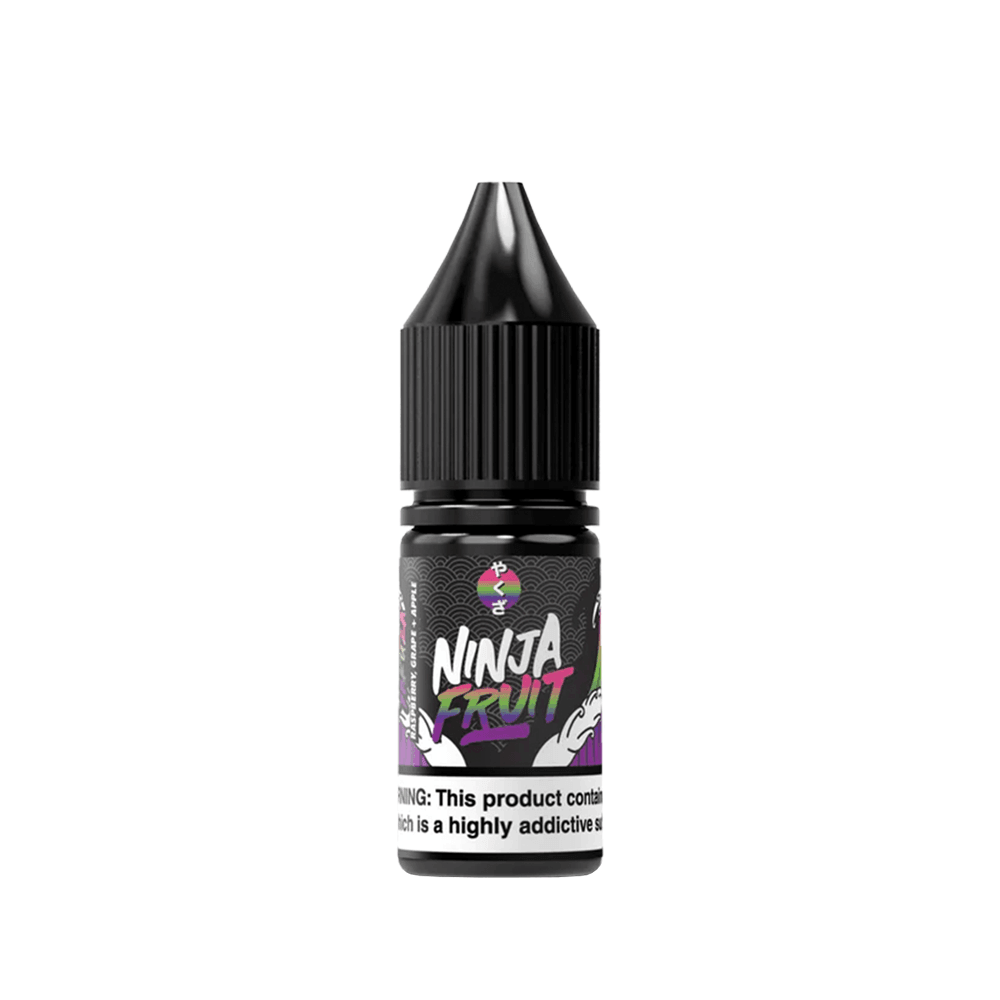 Ninja Fruit vape juice bottle with black cap and colourful label design.