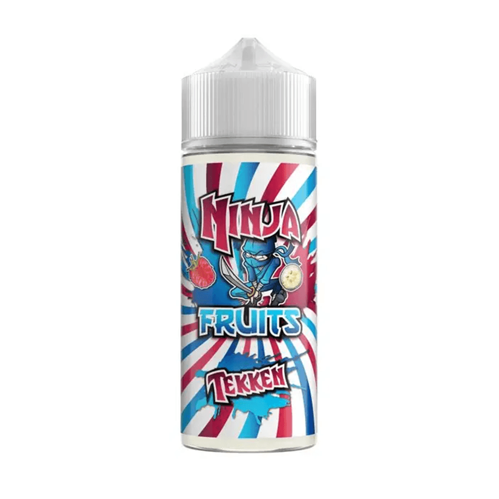 Ninja Fruits by Tekken 100ml e-liquid bottle with vibrant fruit graphics and bold text.