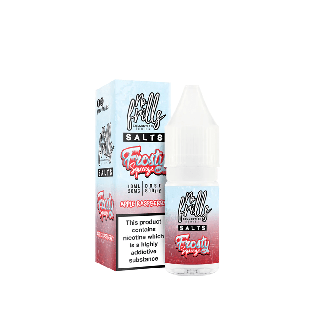 No Frills Frosty Squeeze e-liquid, apple raspberry flavour, 10ml bottle, 20mg nicotine salts.