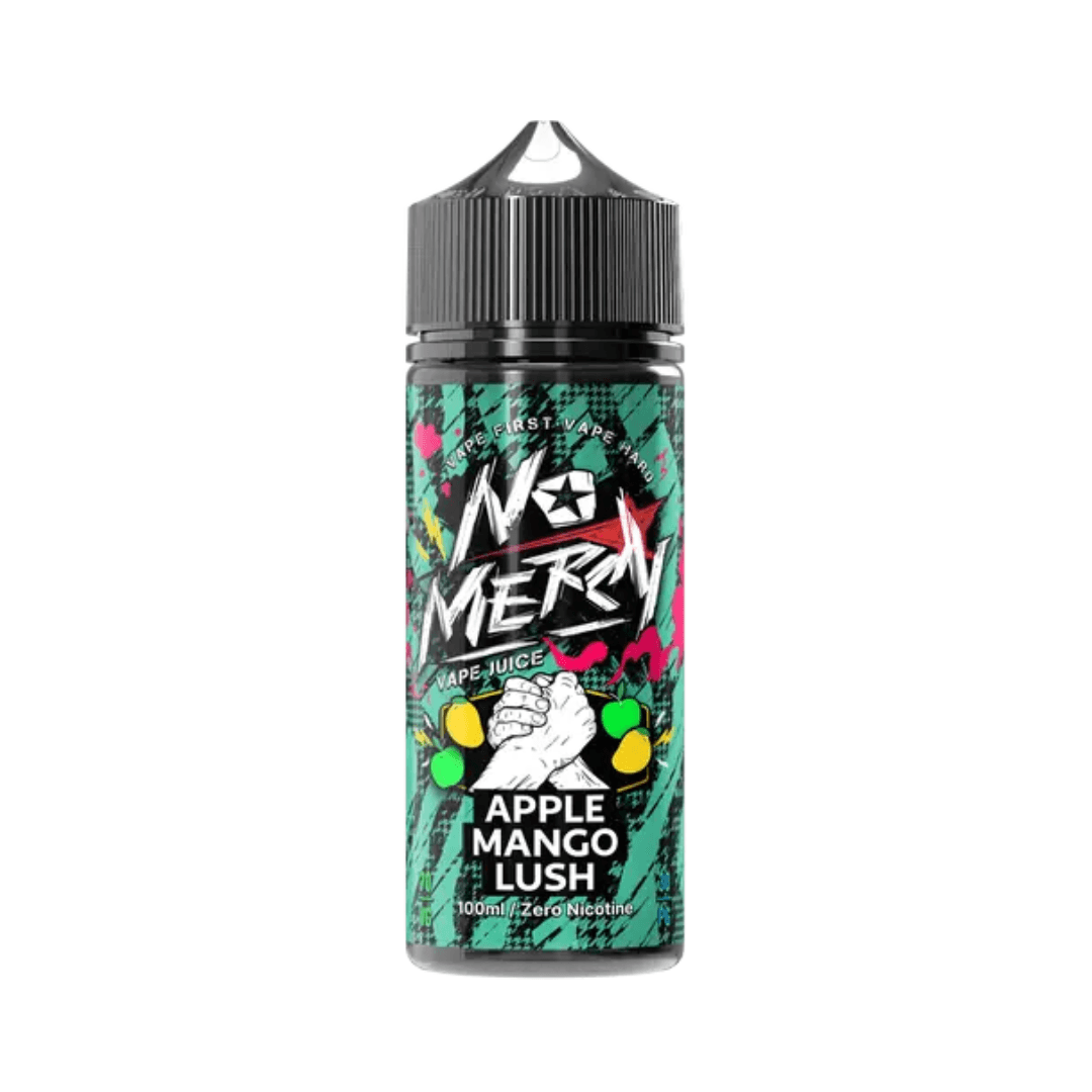 No Mercy Apple Mango Lush 100ml shortfill vape juice bottle with vibrant green design.