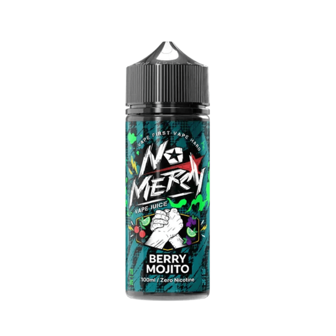 No Mercy Berry Mojito 100ml shortfill vape juice bottle with vibrant design.