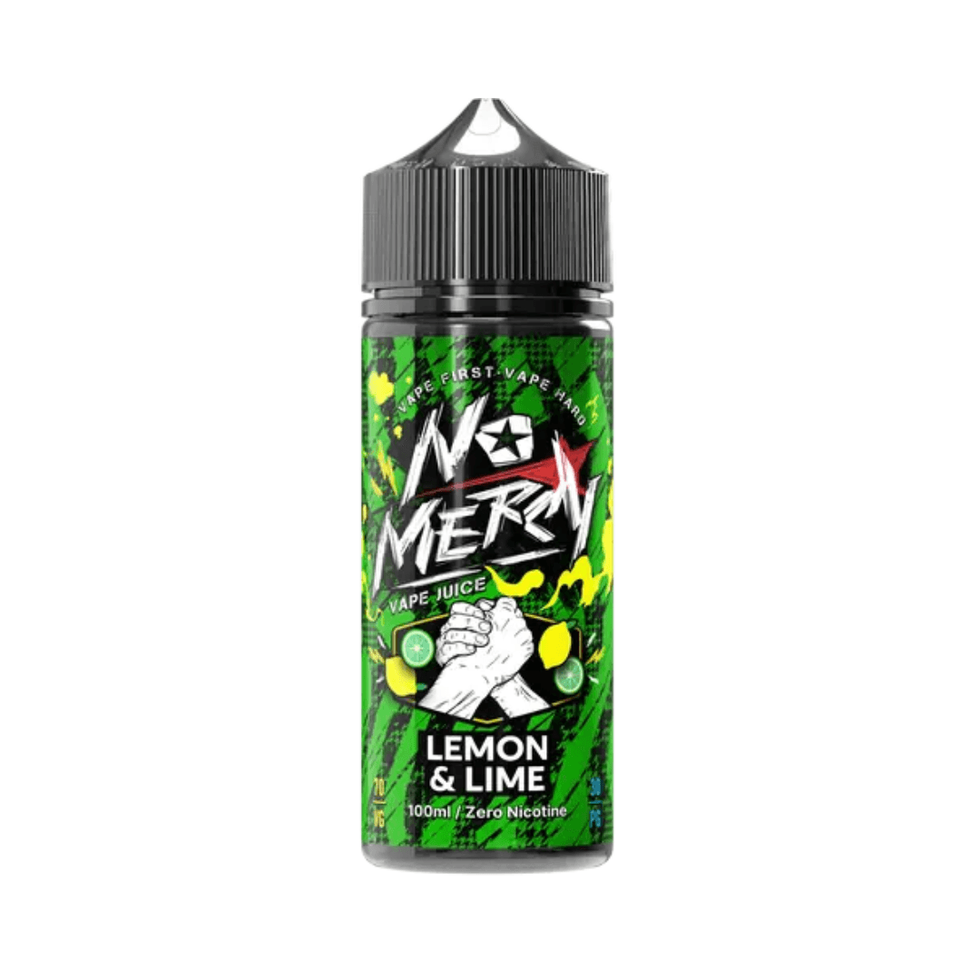 No Mercy Lemon & Lime vape juice 100ml shortfill bottle by Fantasi, vibrant green label.