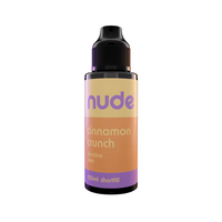 Nude Cinnamon Crunch 100ml shortfill vape bottle with a purple and orange label.