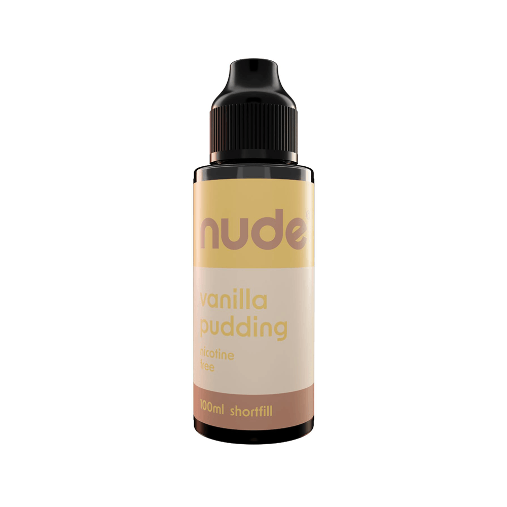 Nude Vanilla Pudding 100ml shortfill bottle, nicotine-free e-liquid.