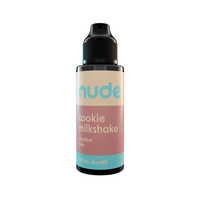 Nude Cookie Milkshake 100ml Shortfill e-liquid bottle, nicotine-free, with pastel label design.