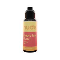 Nude maple bar donut vape juice, 100ml shortfill bottle, nicotine-free.