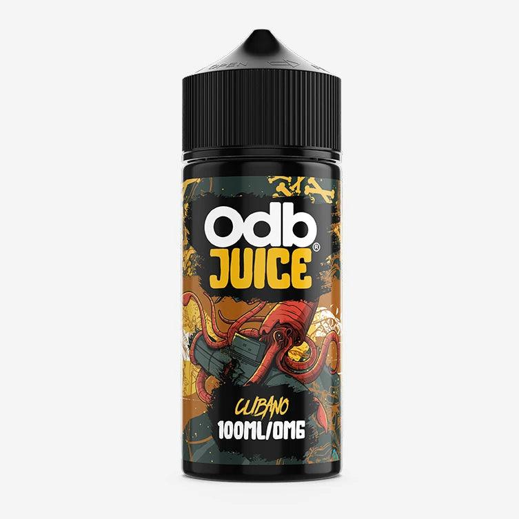 ODB Juice Cubano 100ml shortfill bottle with a colourful, artistic label design.