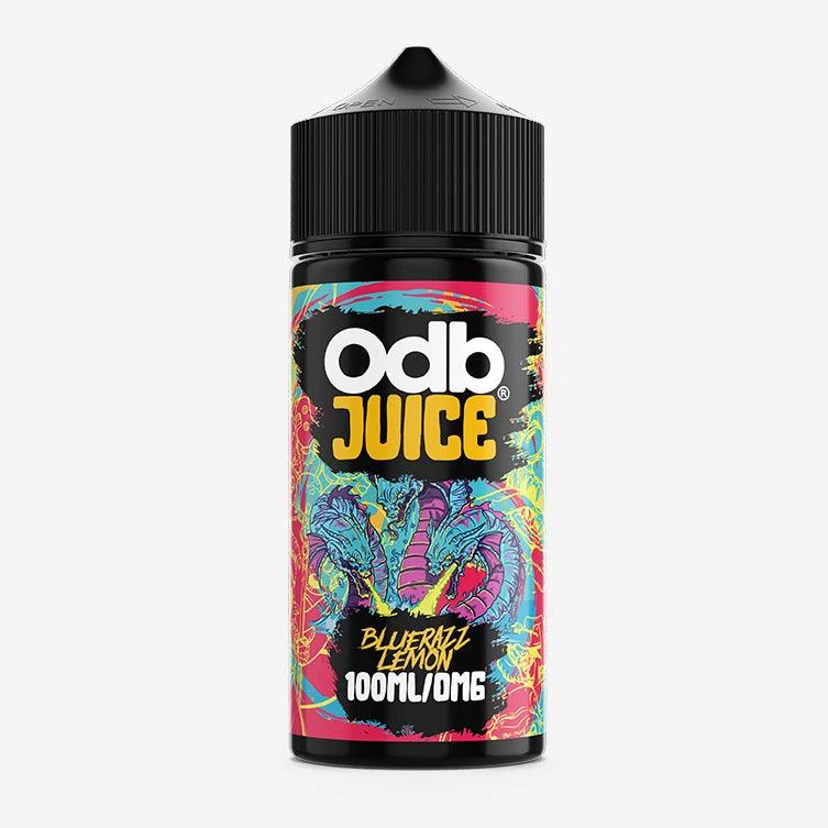 ODB Juice Blue Razz Lemon 100ml bottle with colourful dragon artwork.