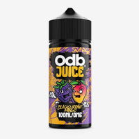 ODB Juice Blackcurrant Mango 100ml shortfill bottle with vibrant fruit illustrations.